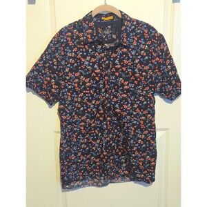 Across The Pond NYC Men's Floral Button Down Shirt Navy Size L